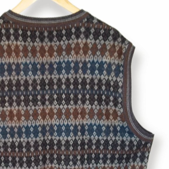 Vintage Murano Wool Blend Sweater Vest Size XXL Argyle Diamond Grandpa Core - Picture 4 of 8